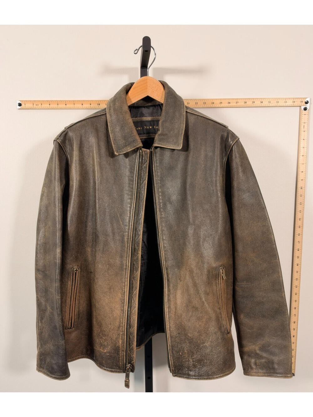 Marc New York vintage distressed brown leather jacket